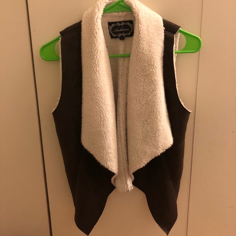 Brown and white wool vest